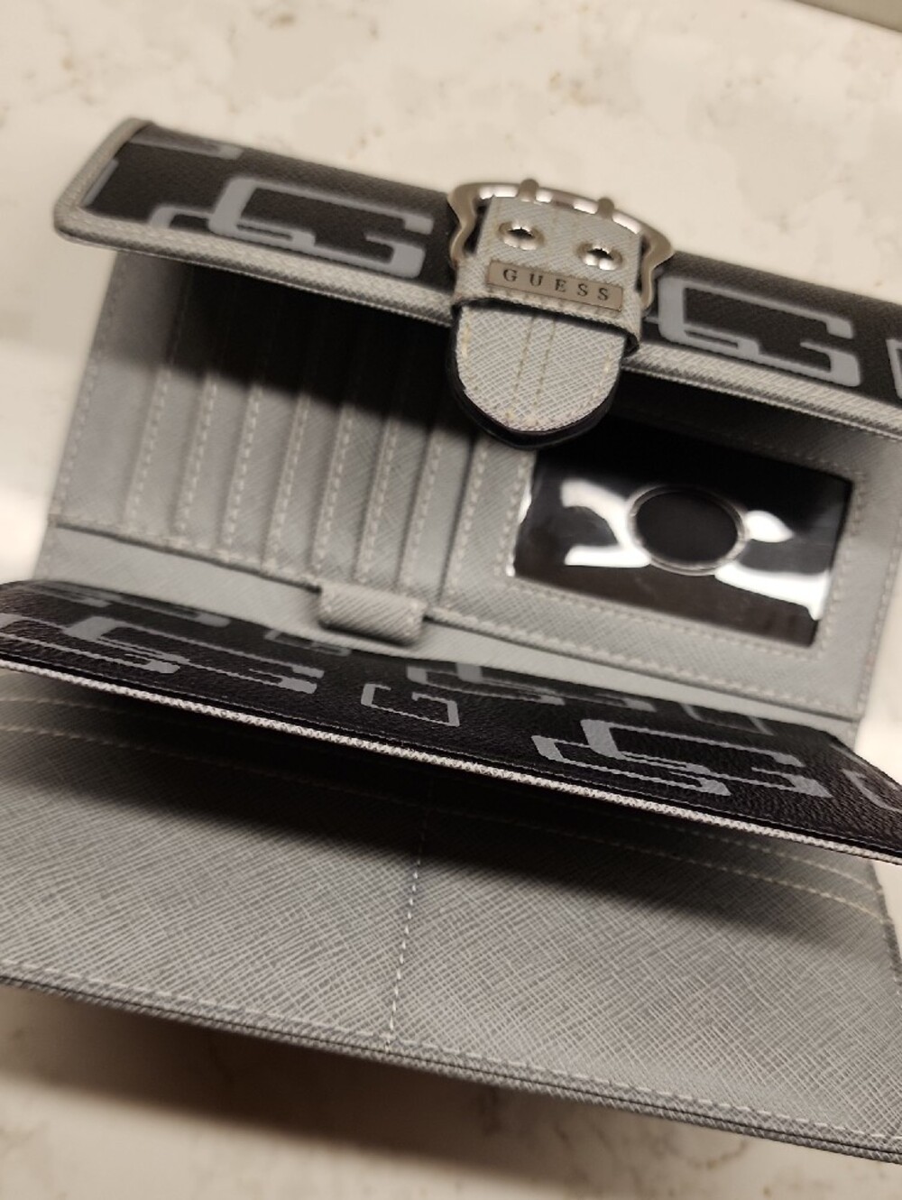 Guess Black Croc-Embossed & Black/Gray Logo Wallet Set - Picture 10 of 11